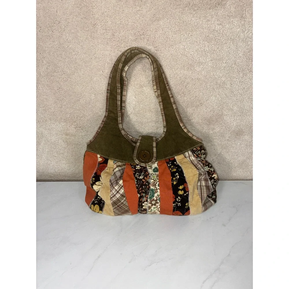 Chateau Multicolor Patchwork Shoulder Bag - Small - Corduroy Floral Boho Hobo